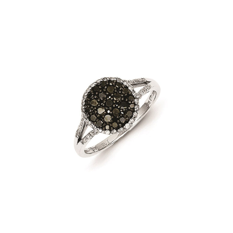 Sterling Silver Black & White Diamond Ring