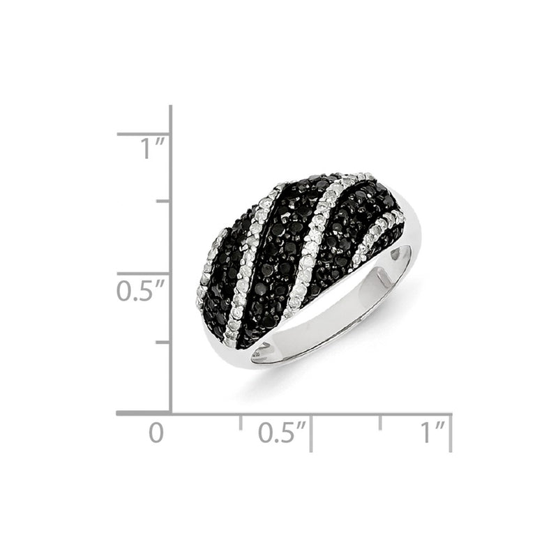 Sterling Silver Black & White Diamond Ring