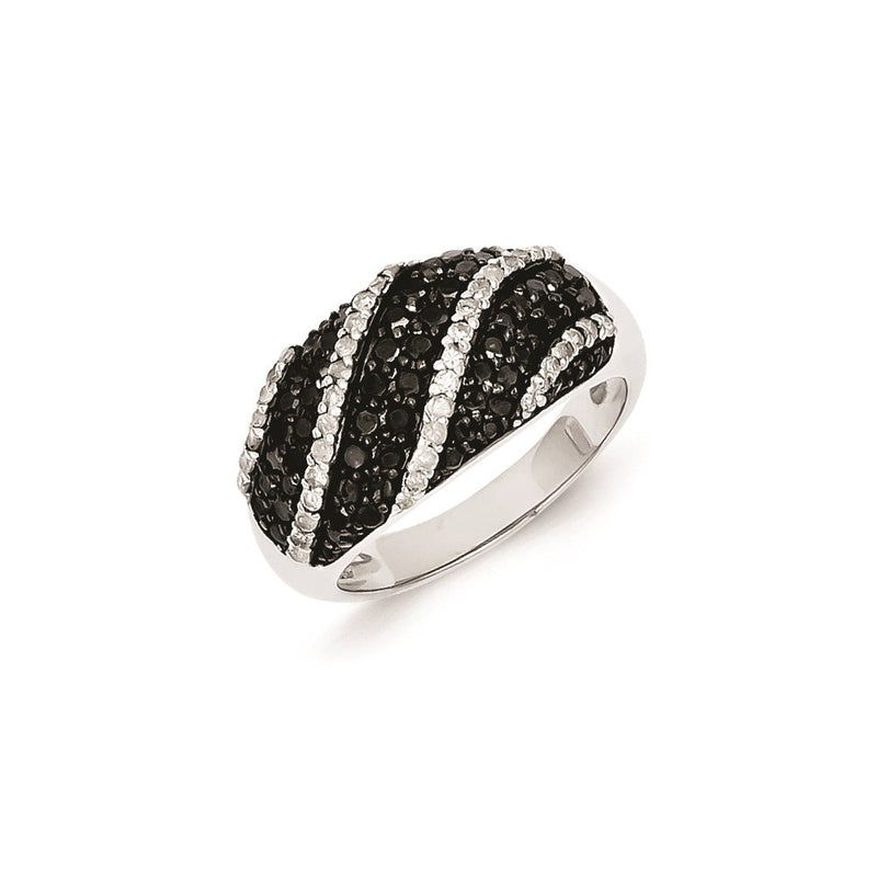 Sterling Silver Black & White Diamond Ring