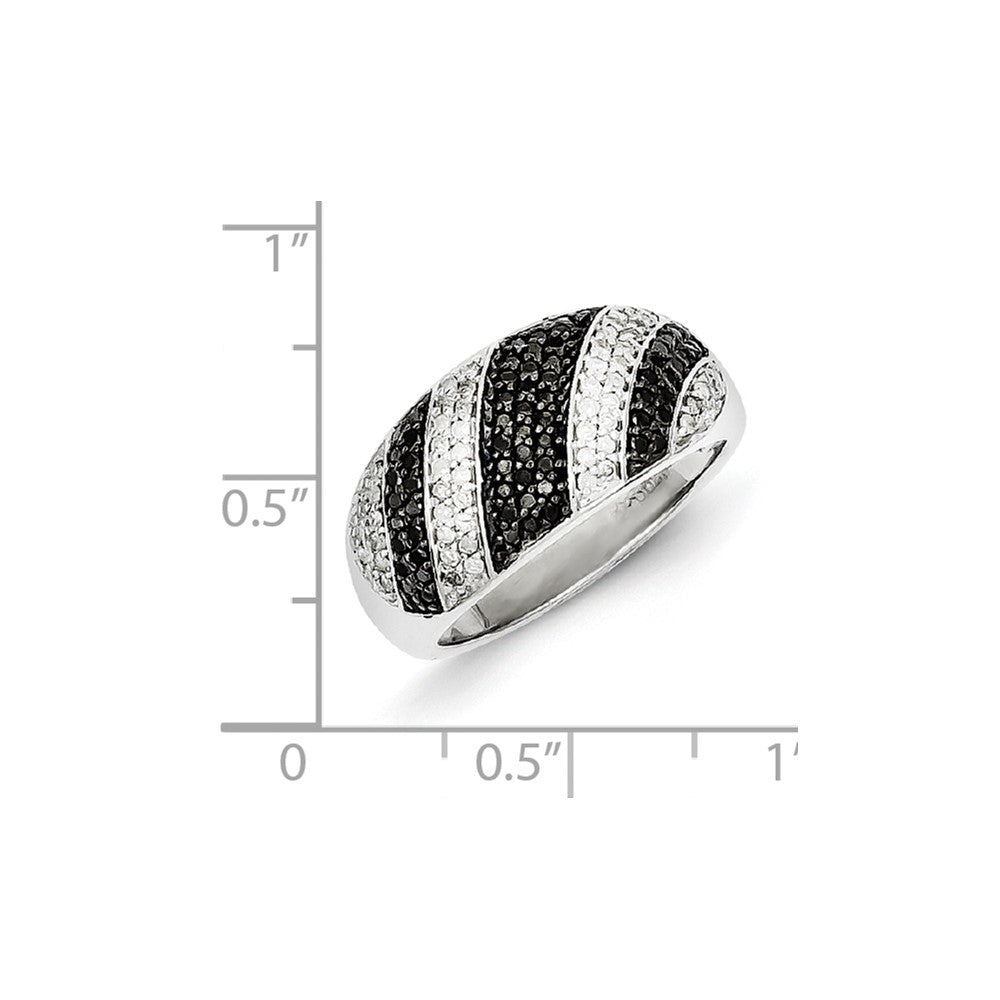 Sterling Silver Black & White Diamond Ring