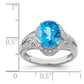 Sterling Silver Rhodium-plated Diamond & Checker-Cut Blue Topaz Ring