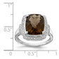 Sterling Silver Rhodium Diamond & Checker-Cut Smoky Quartz Ring
