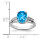 Sterling Silver Rhodium Diamond & Blue Topaz Ring