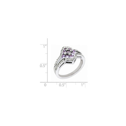 Sterling Silver Diamond & Pink Quartz Ring