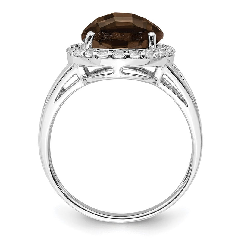Sterling Silver Rhodium Smoky Quartz & White Topaz Ring