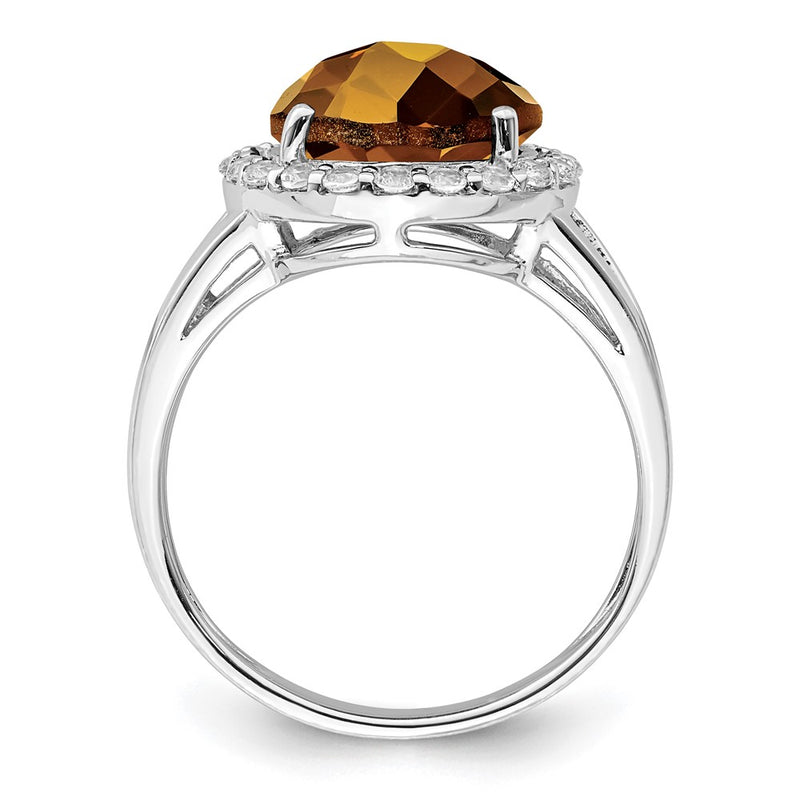 Sterling Silver Rhodium Whiskey Quartz Ring