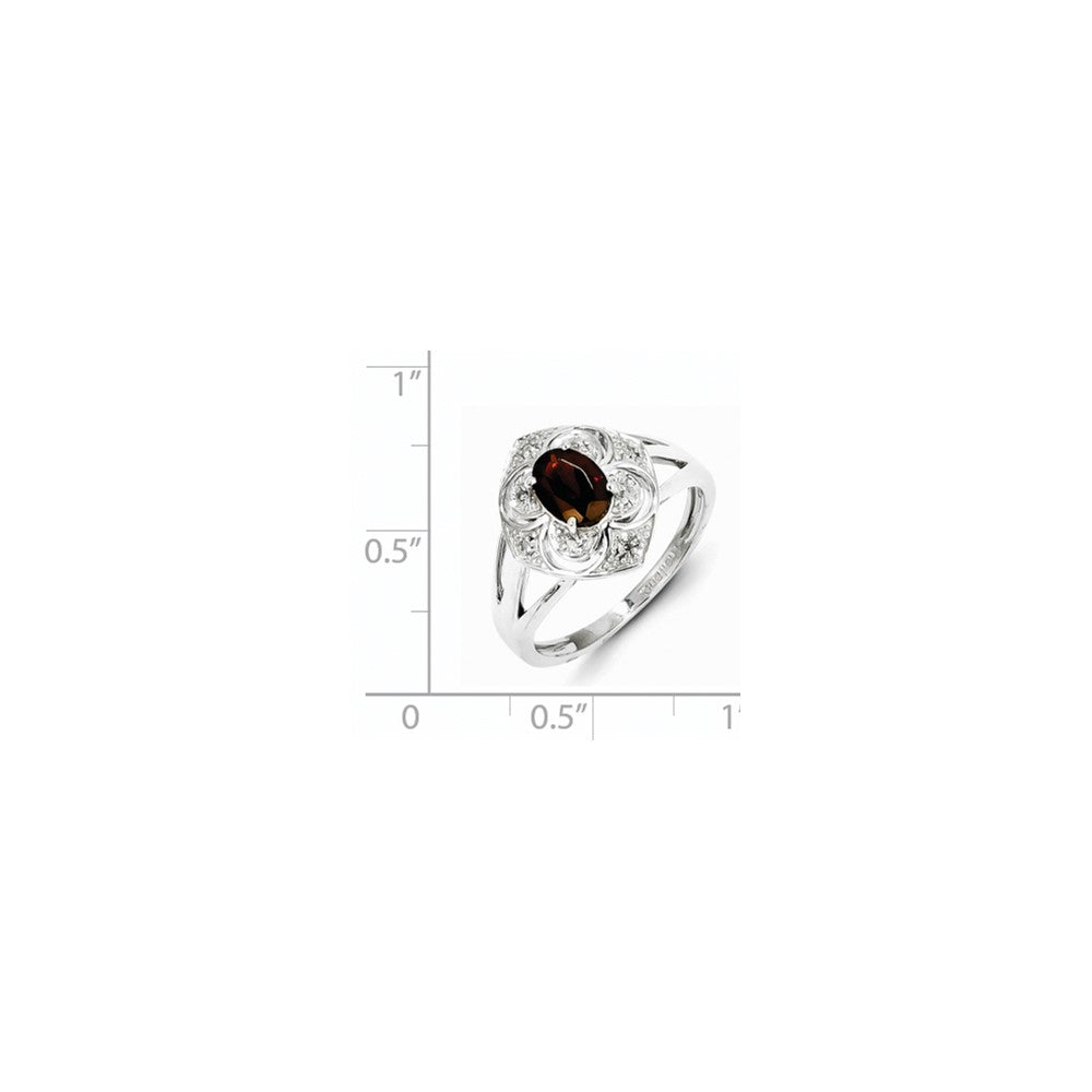 Sterling Silver Diamond & Garnet Ring