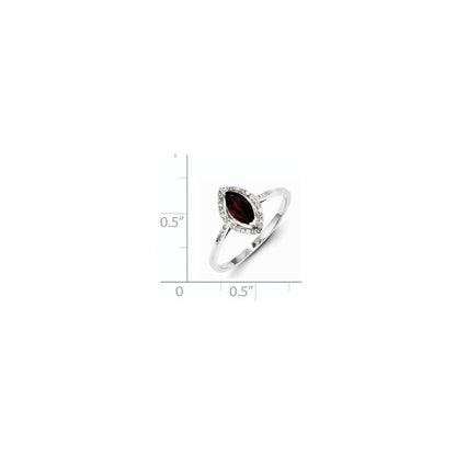 Sterling Silver Diamond & Garnet Ring