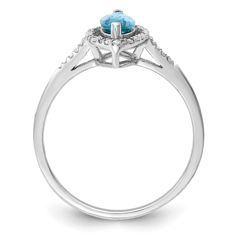 Sterling Silver Rhodium Diamond & Sky Blue Topaz Ring