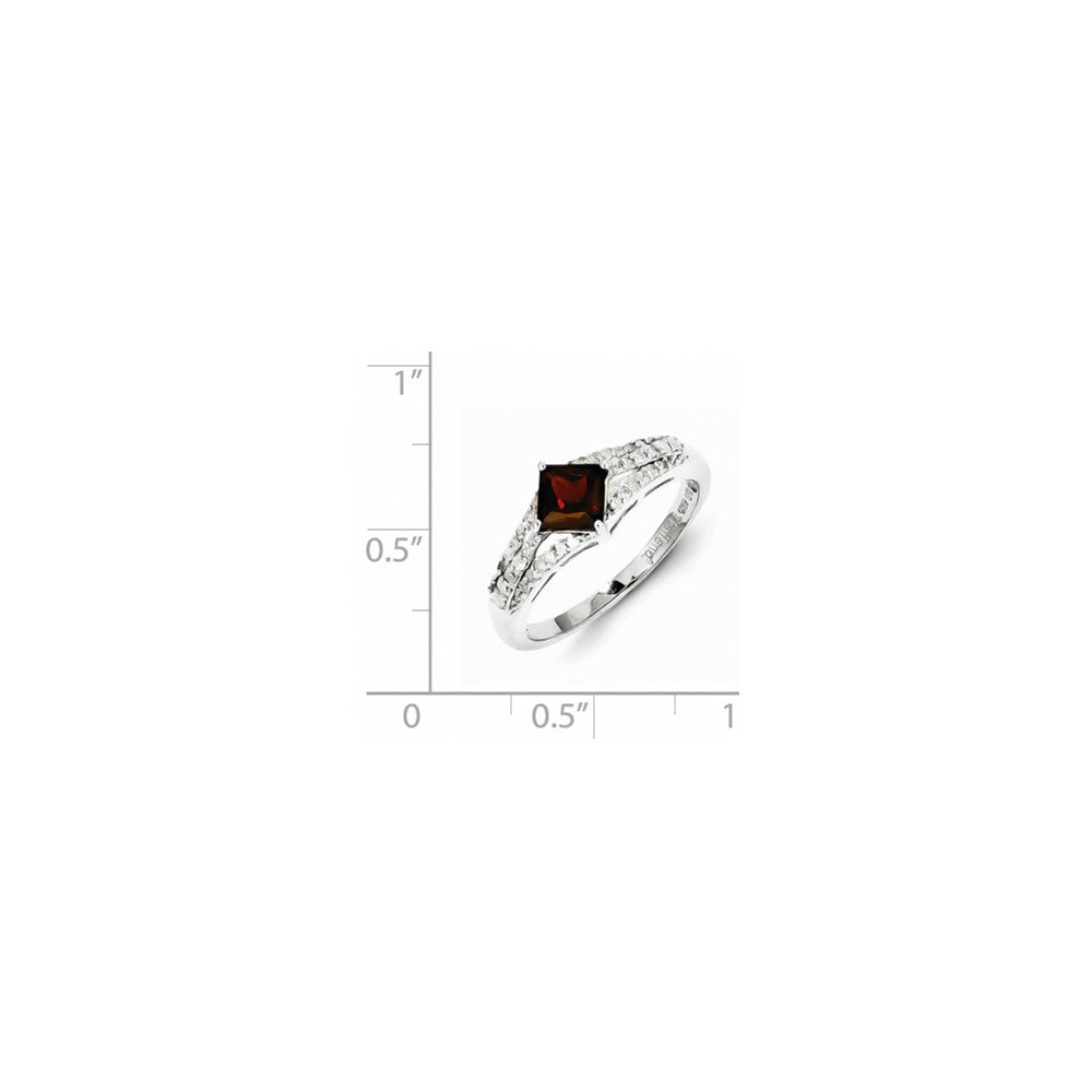 Sterling Silver Diamond & Garnet Ring