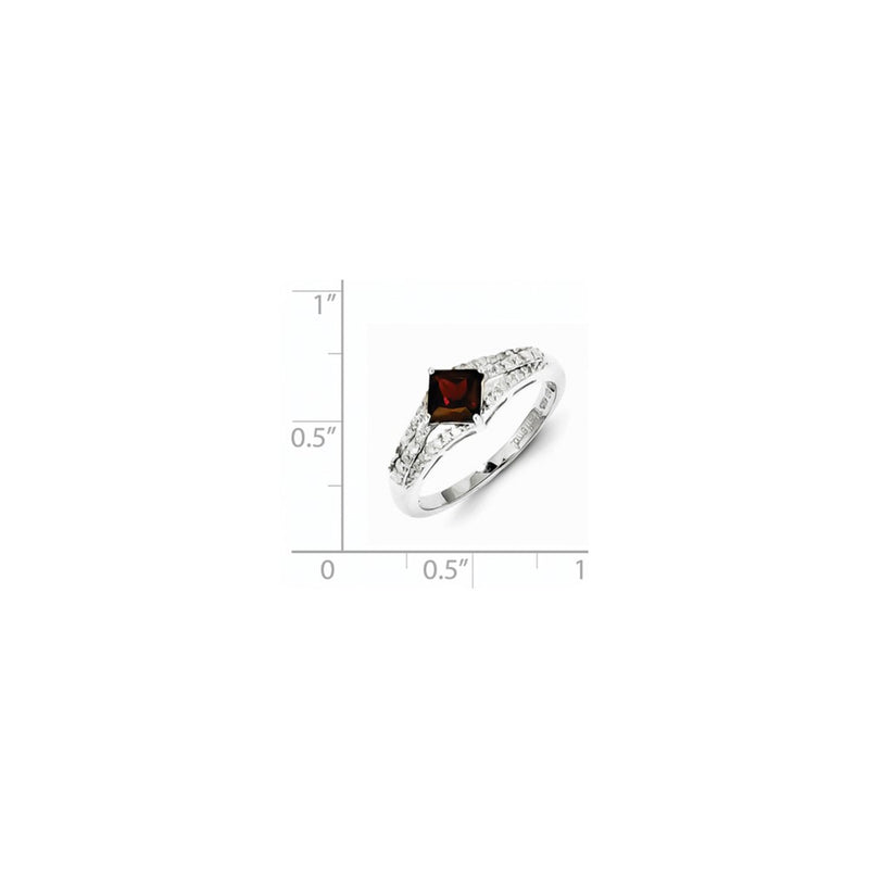 Sterling Silver Diamond & Garnet Ring