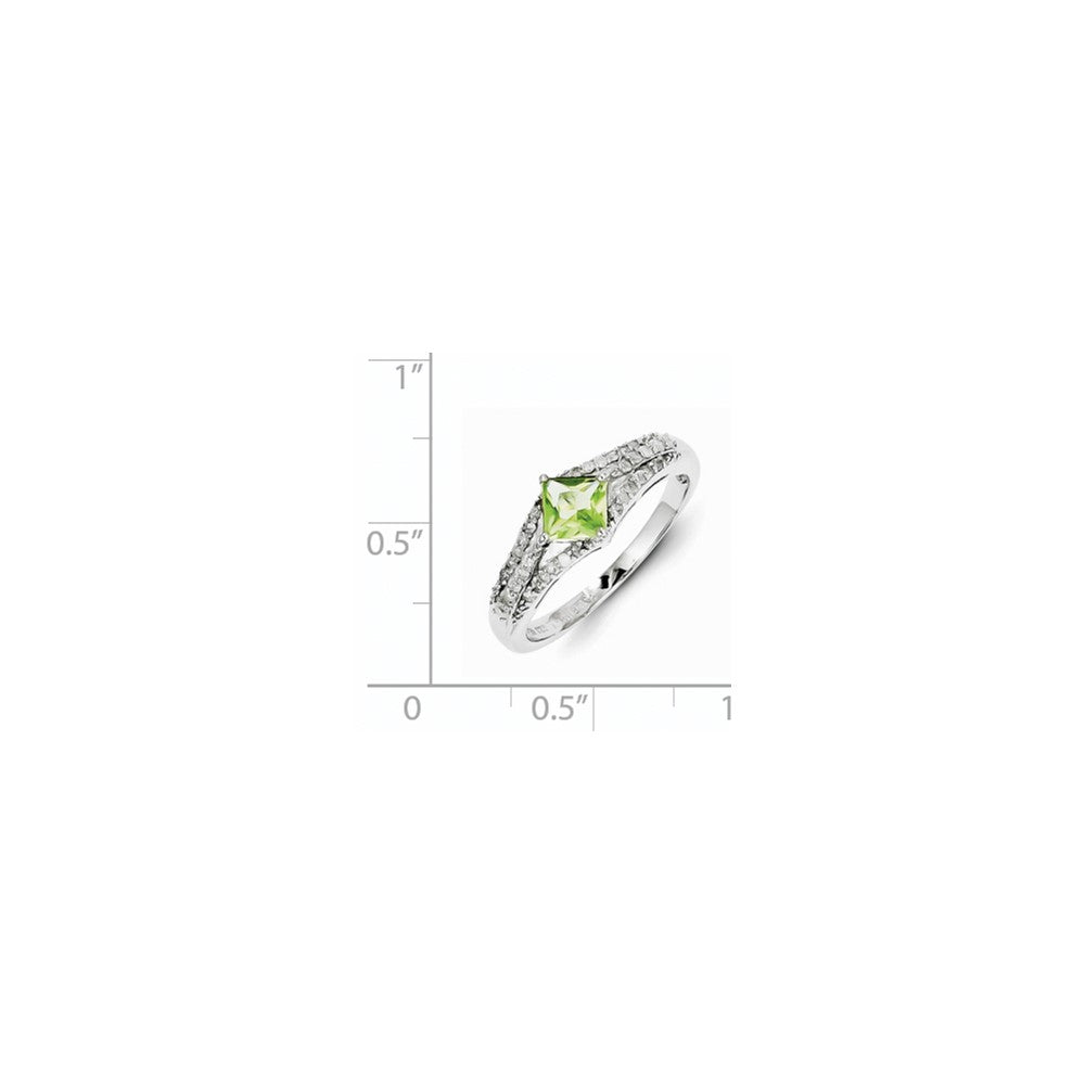 Sterling Silver Diamond & Peridot Ring