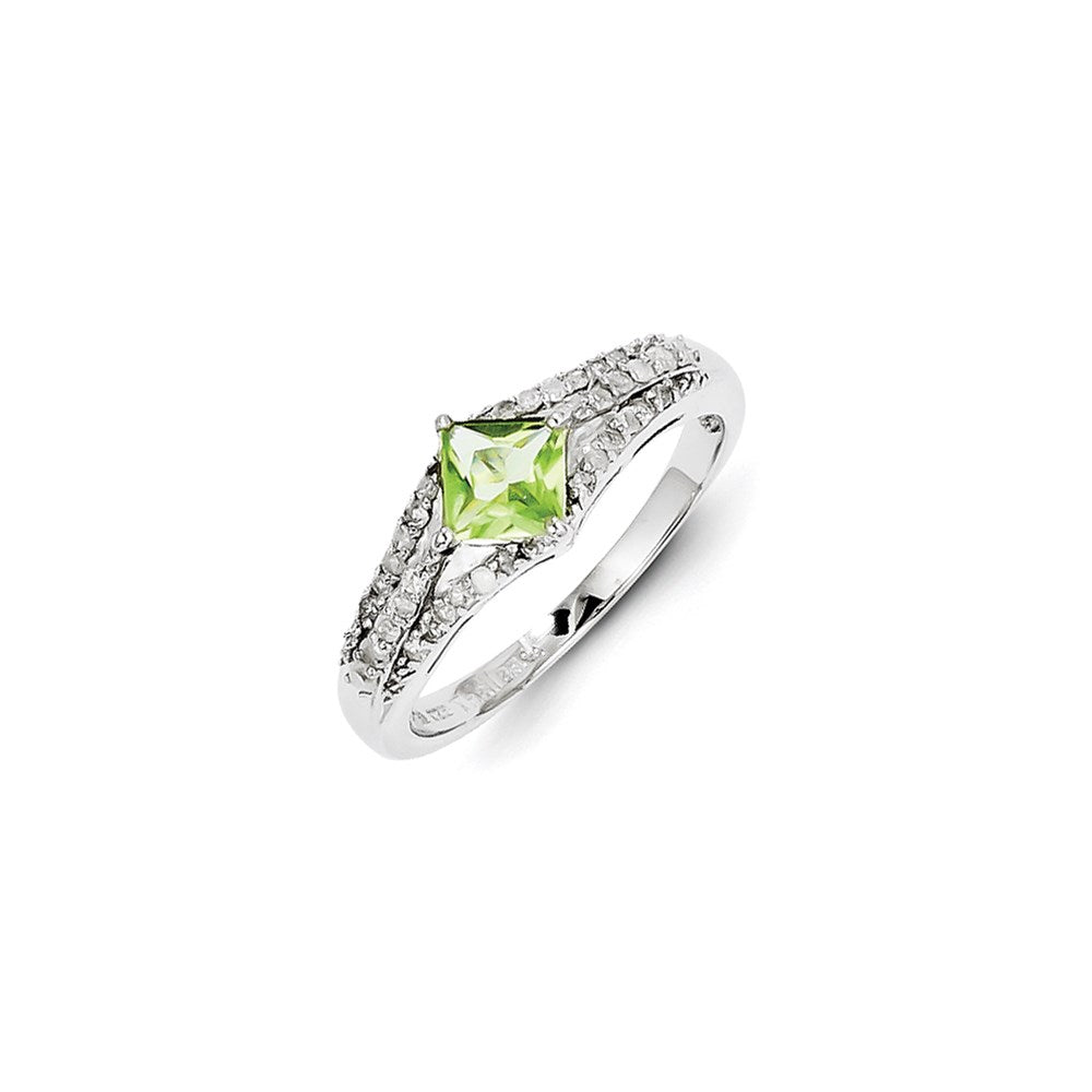 Sterling Silver Diamond & Peridot Ring
