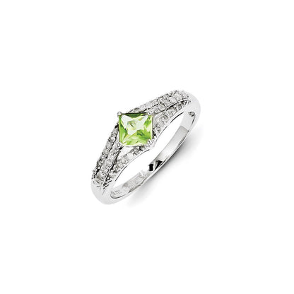 Sterling Silver Diamond & Peridot Ring