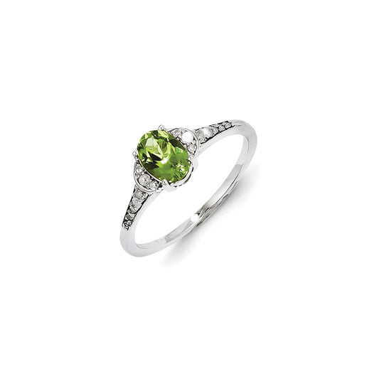 Sterling Silver Diamond & Peridot Ring