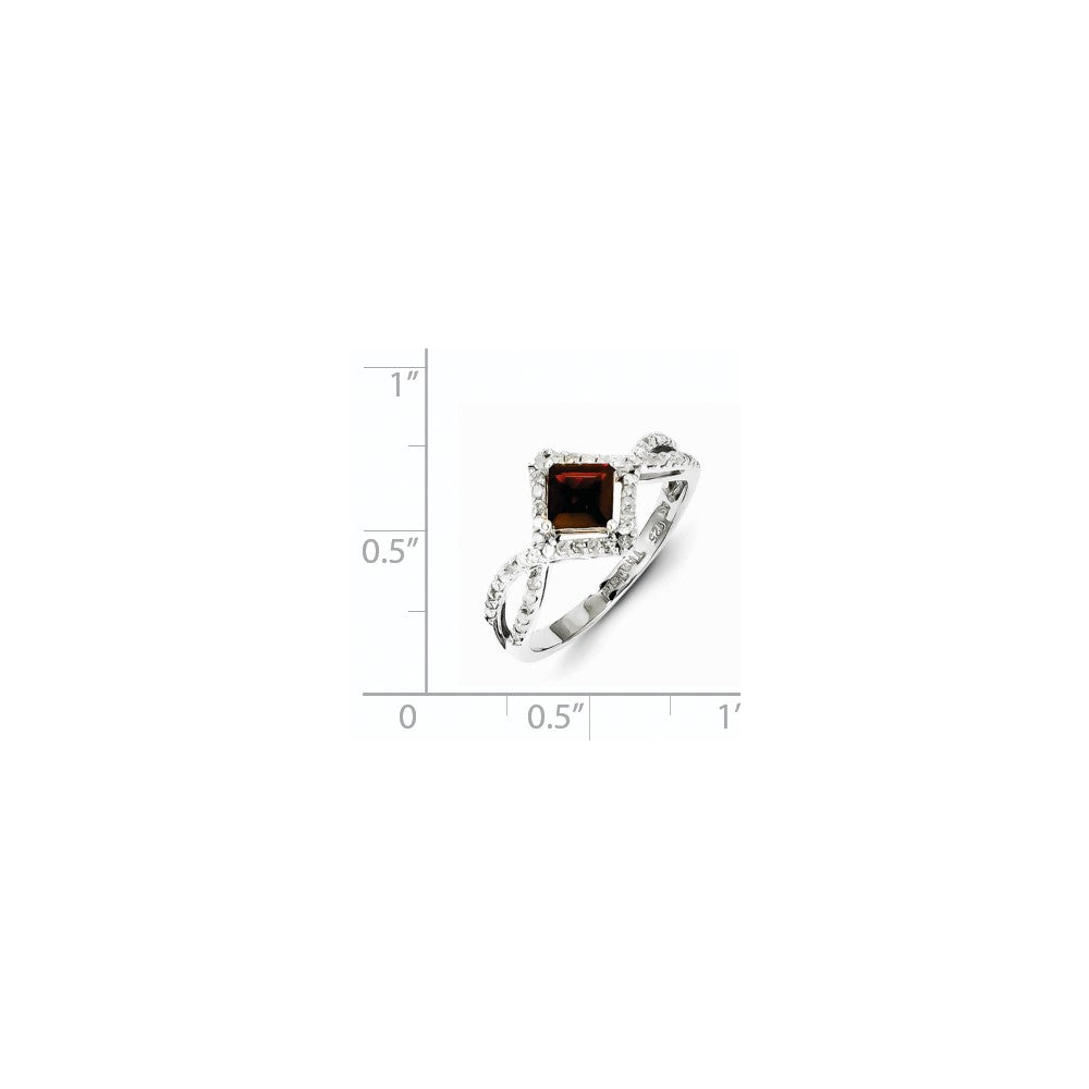 Sterling Silver Diamond & Garnet Ring