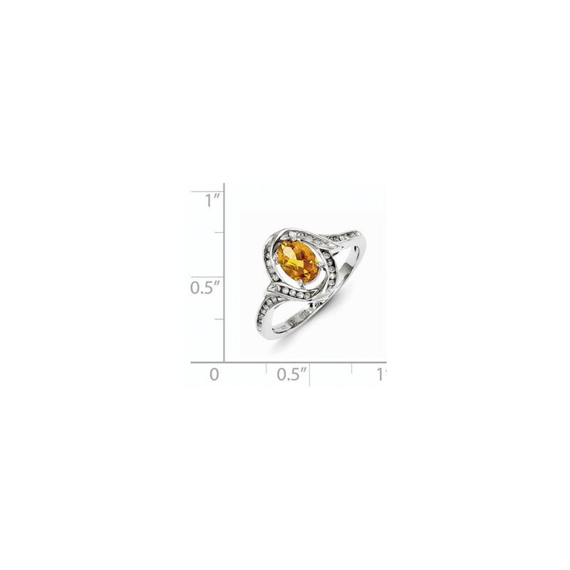 Sterling Silver Diamond & Citrine Ring
