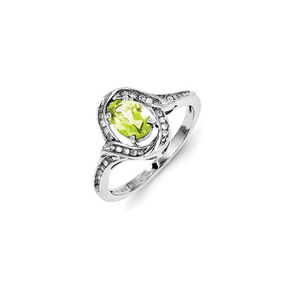 Sterling Silver Diamond & Peridot Ring