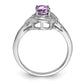 Sterling Silver Rhodium Pink Quartz & Diamond Ring