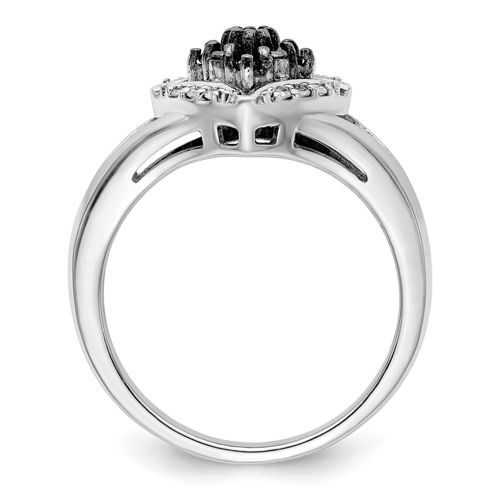 White Night Sterling Silver Rhodium-plated Black and White Diamond Ring