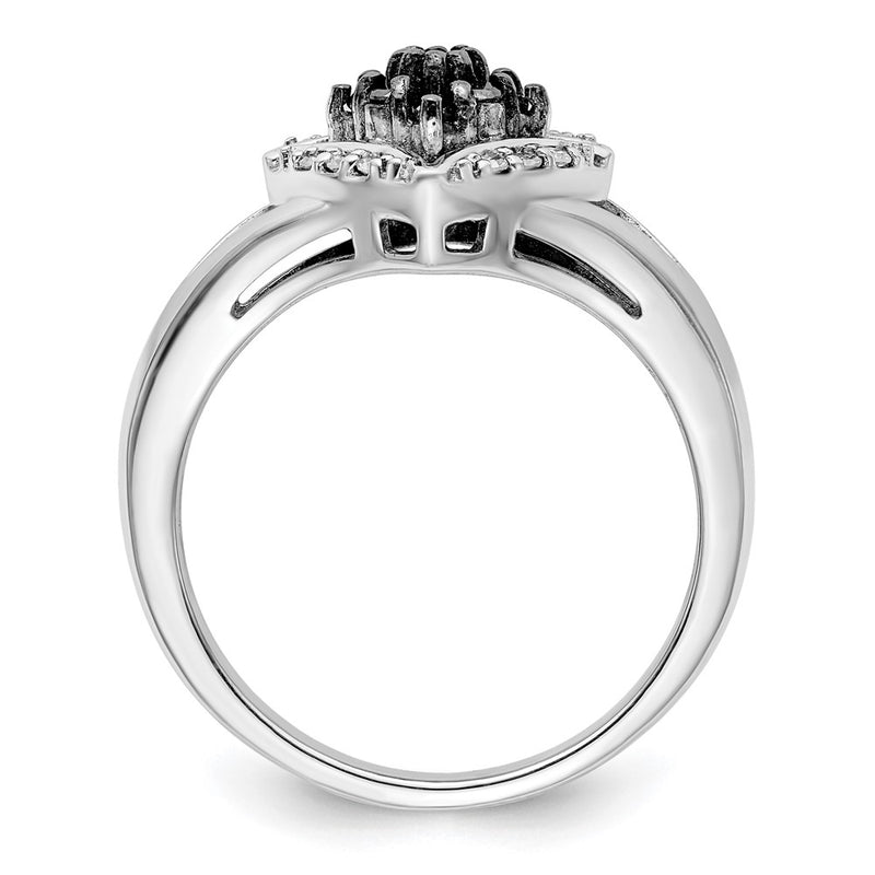 White Night Sterling Silver Rhodium-plated Black and White Diamond Ring