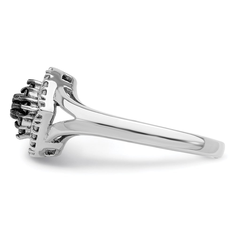 White Night Sterling Silver Rhodium-plated Black and White Diamond Ring