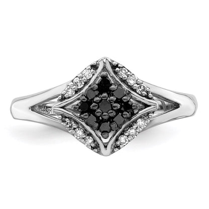White Night Sterling Silver Rhodium-plated Black and White Diamond Ring
