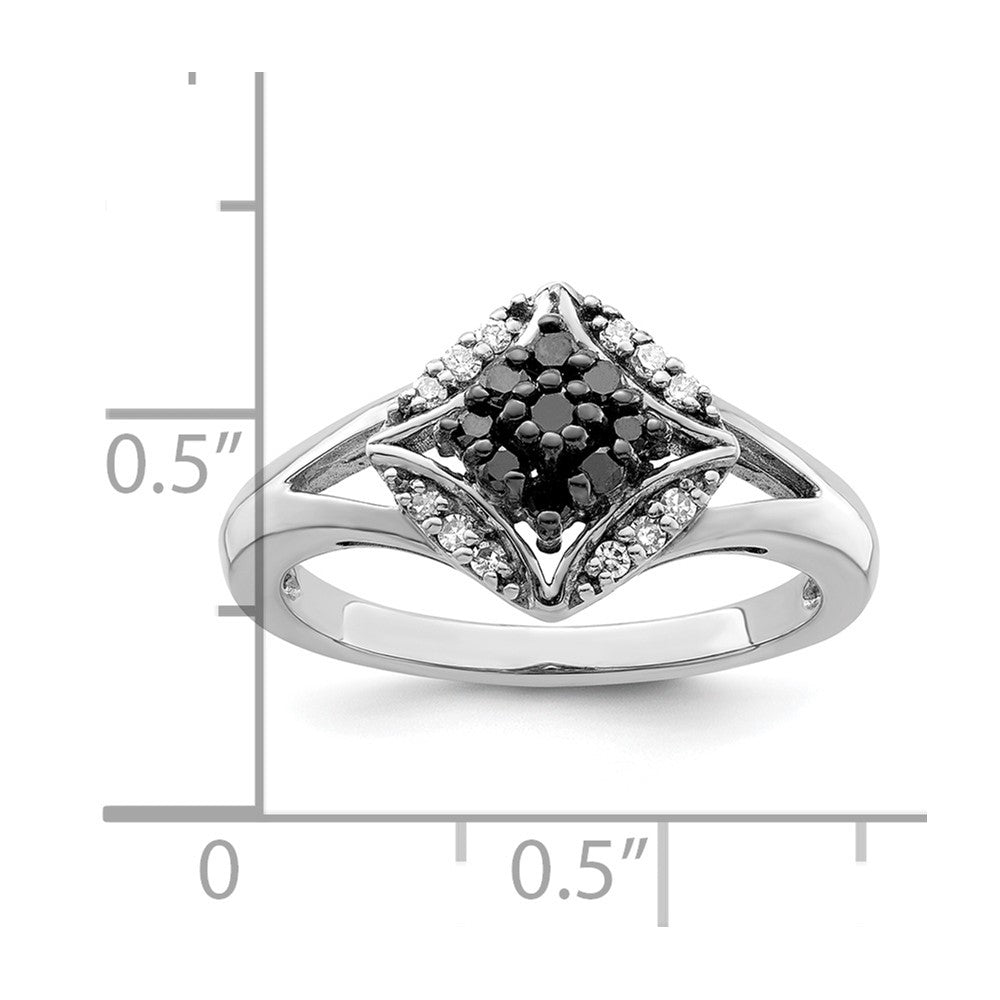 White Night Sterling Silver Rhodium-plated Black and White Diamond Ring