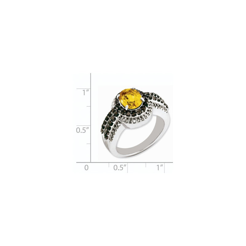 Sterling Silver Citrine and Smoky Quartz & Diamond Ring