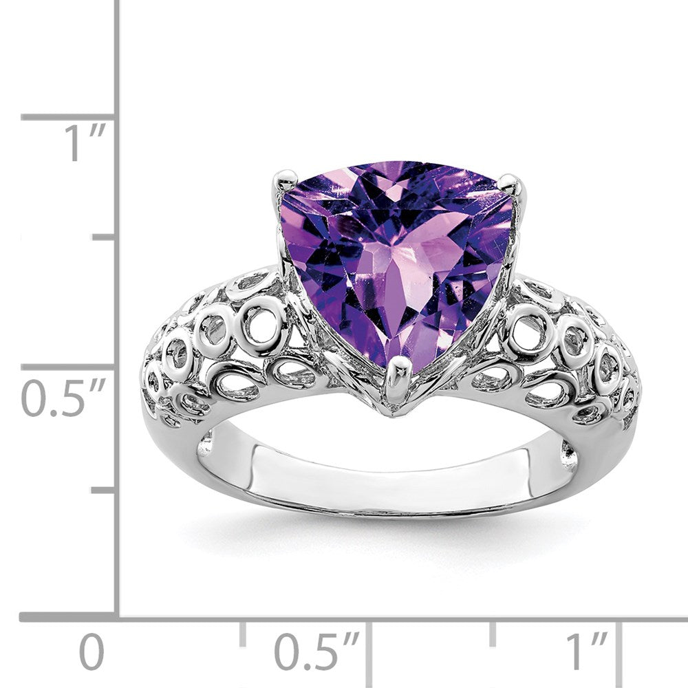 Sterling Silver Rhodium-plated Amethyst Ring
