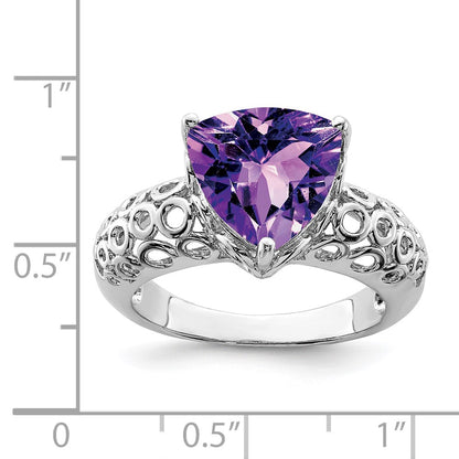 Sterling Silver Rhodium-plated Amethyst Ring