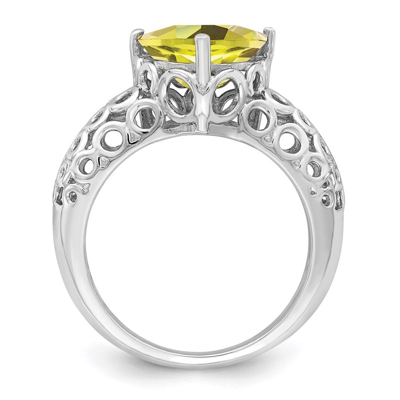 Sterling Silver Rhodium Lemon Quartz Ring