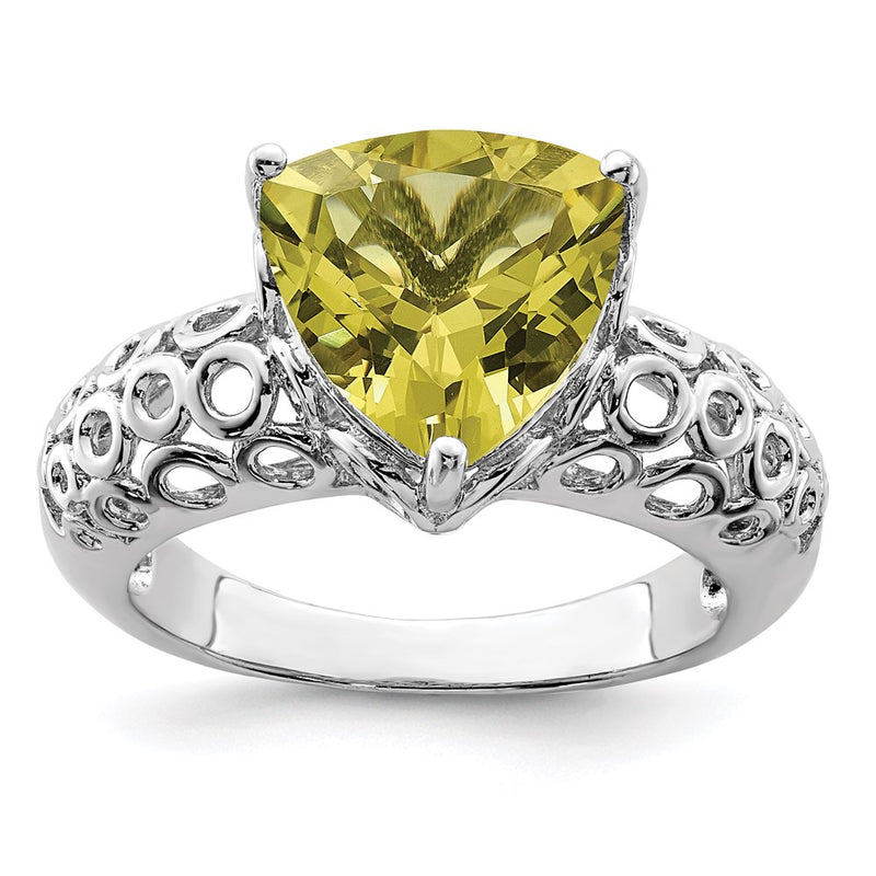 Sterling Silver Rhodium Lemon Quartz Ring