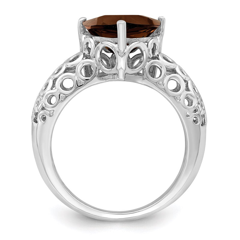 Sterling Silver Rhodium Smoky Quartz Ring