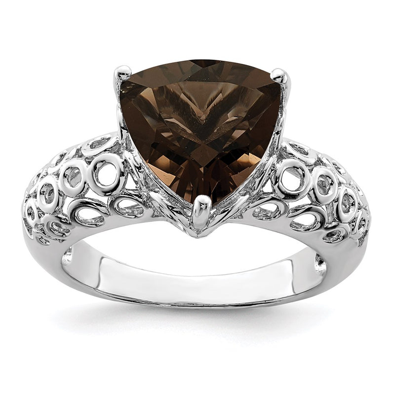 Sterling Silver Rhodium Smoky Quartz Ring