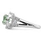 Sterling Silver Rhodium Green Quartz & Diamond Ring
