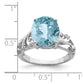 Sterling Silver Rhodium Checker-Cut Sky Blue Topaz & Diamond Ring