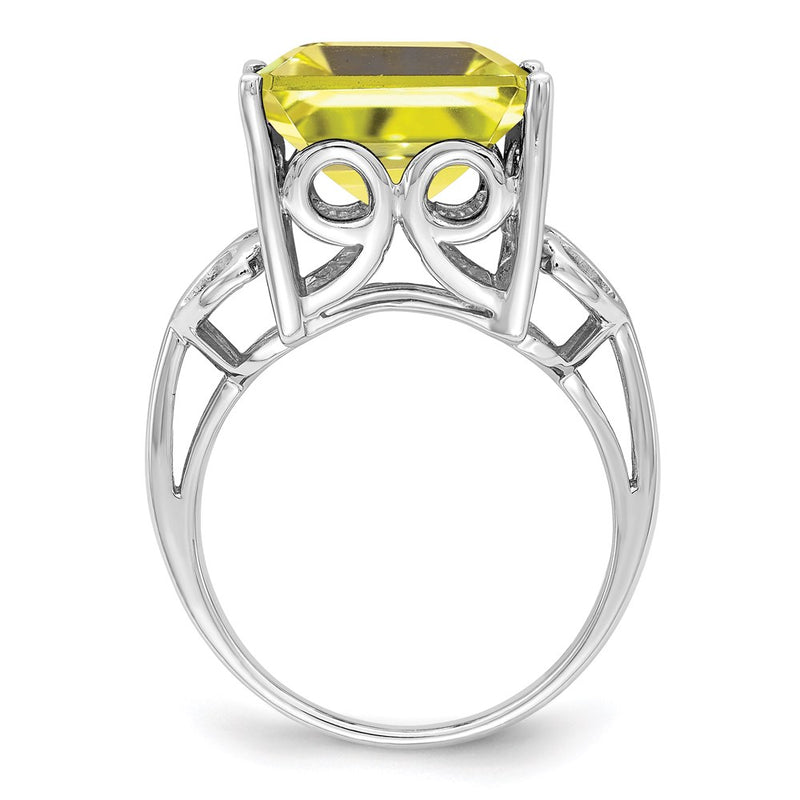 Sterling Silver Rhodium Lemon Quartz Ring