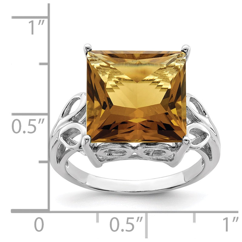 Sterling Silver Rhodium Whiskey Quartz Ring