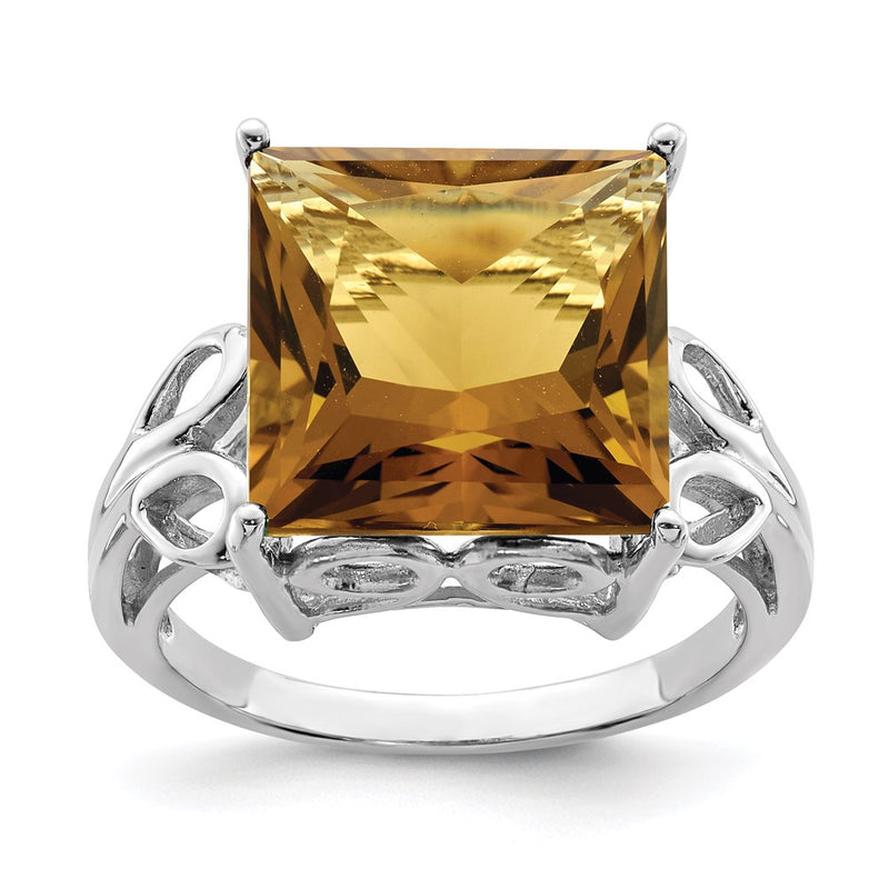 Sterling Silver Rhodium Whiskey Quartz Ring