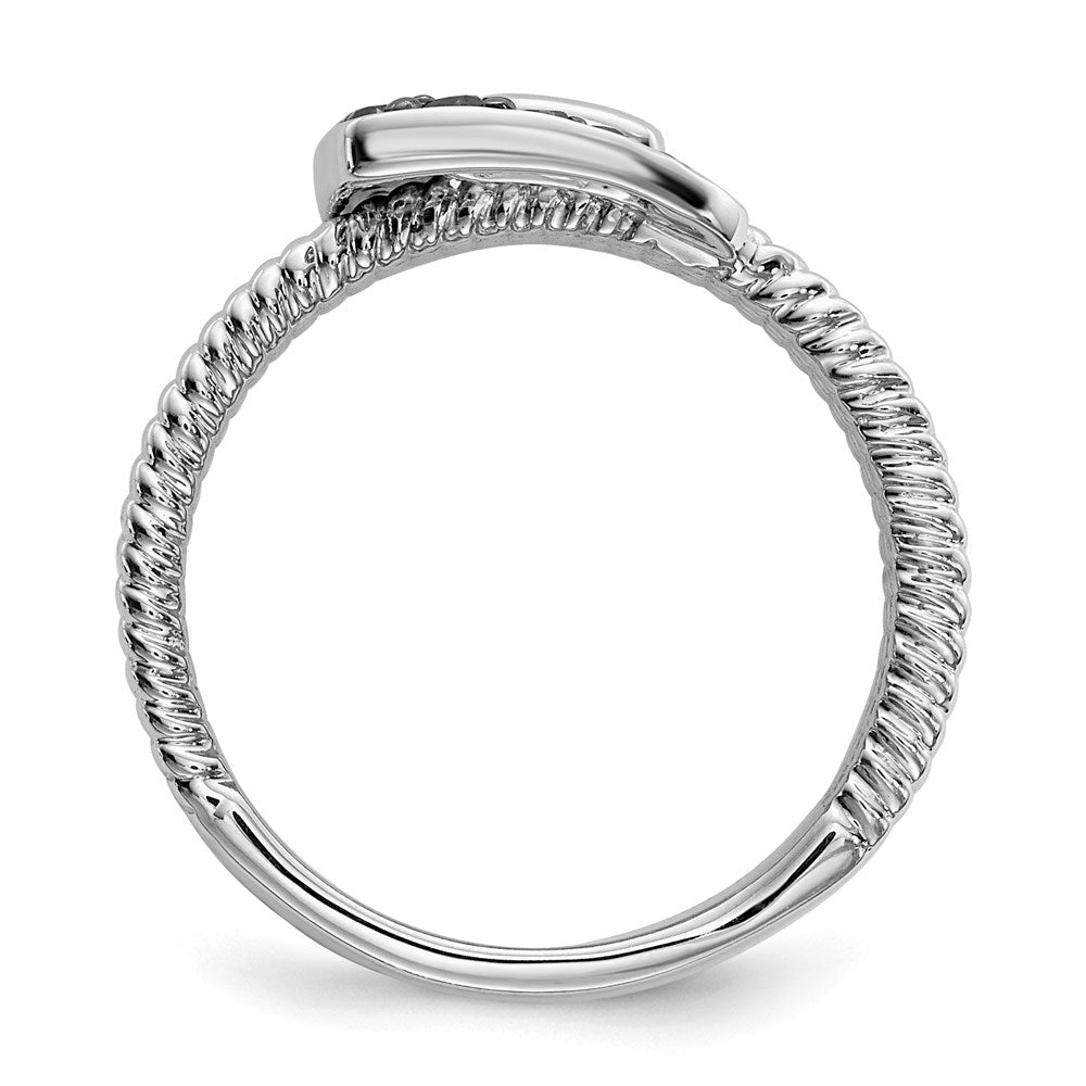Sterling Silver Black Diamond Buckle Ring