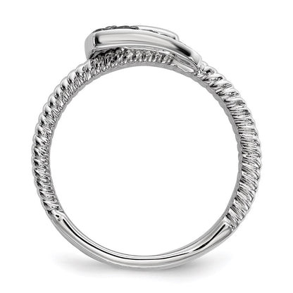 Sterling Silver Black Diamond Buckle Ring