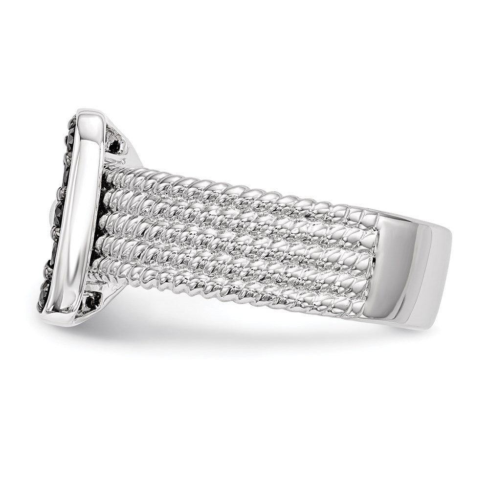 Sterling Silver Black Diamond Buckle Ring