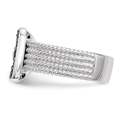 Sterling Silver Black Diamond Buckle Ring