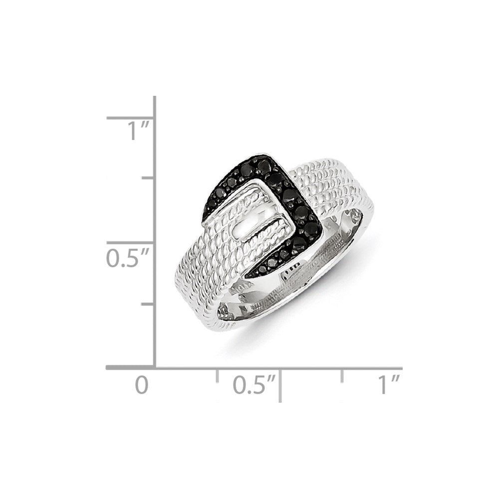 Sterling Silver Black Diamond Buckle Ring