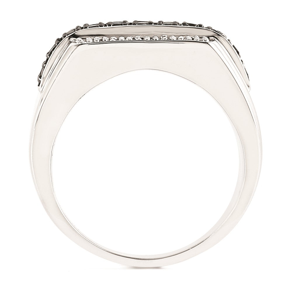 Sterling Silver Black and White Diamond Mens Ring