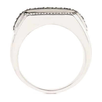 Sterling Silver Black and White Diamond Mens Ring