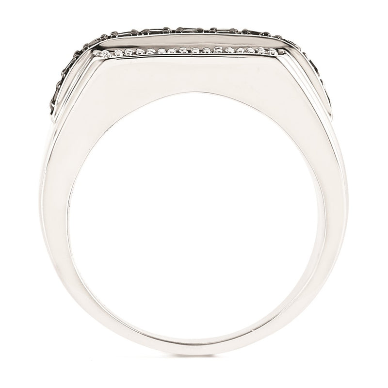 Sterling Silver Black and White Diamond Mens Ring