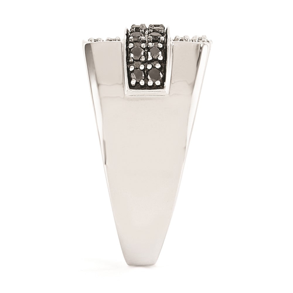 Sterling Silver Black and White Diamond Mens Ring