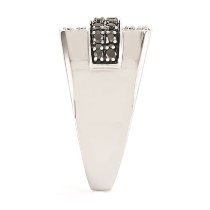 Sterling Silver Black and White Diamond Mens Ring